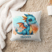 Niedlicher Babydrache blau orange - Kinder Kissen (Decke)