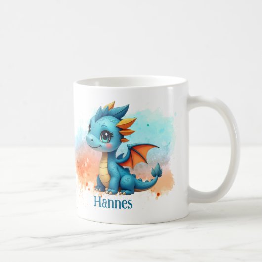 Niedlicher Babydrache blau orange - Kindertasse Kaffeetasse (Rechts)