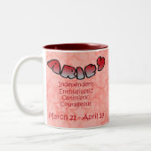 Niedlicher Babydrache der Widder-Tasse Zweifarbige Tasse (Links)
