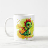 Niedlicher Babydrache grün orange - Kindertasse Kaffeetasse (Links)
