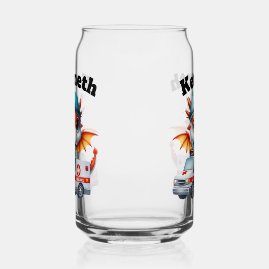 Niedlicher Babydrache im Krankenwagen Dosenglas (Links)