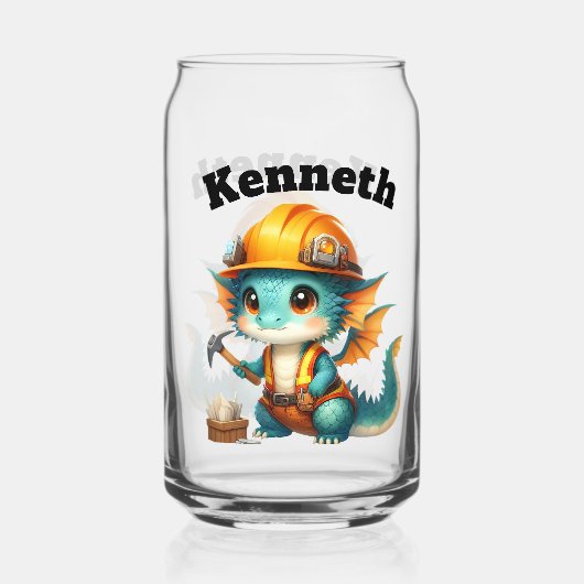 Niedlicher Babydrache in einer Werkstatt Dosenglas (Vorderseite)