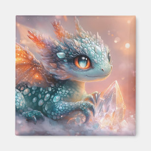 Niedlicher Babydrache mit Kristall-Edelstein: Fant Magnet