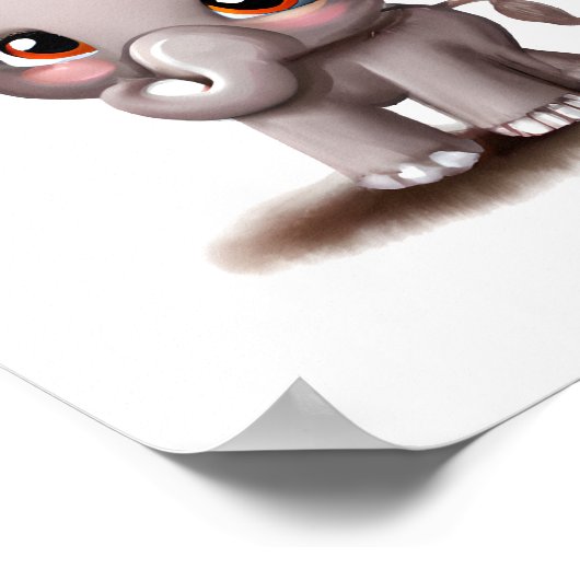 Niedlicher Babyelefant, der ein Designplakat zeich Poster (Ecke)