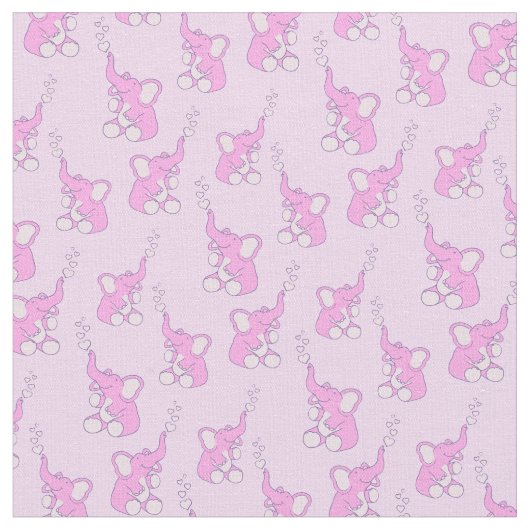 Niedlicher Babyelefant, gemustert rosa Stoff (Nahaufnahme)