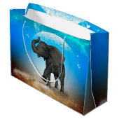 Niedlicher Babyelefant Große Geschenktüte (Rückseite Schrägansicht)