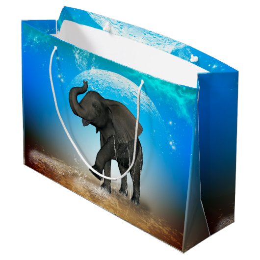 Niedlicher Babyelefant Große Geschenktüte (Rückseite Schrägansicht)