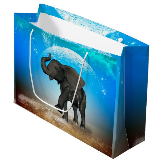 Niedlicher Babyelefant Große Geschenktüte (Vorderseite Schrägansicht)