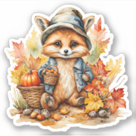 Niedlicher Babyfox mit Hut und Jacken Fall Aufkleber