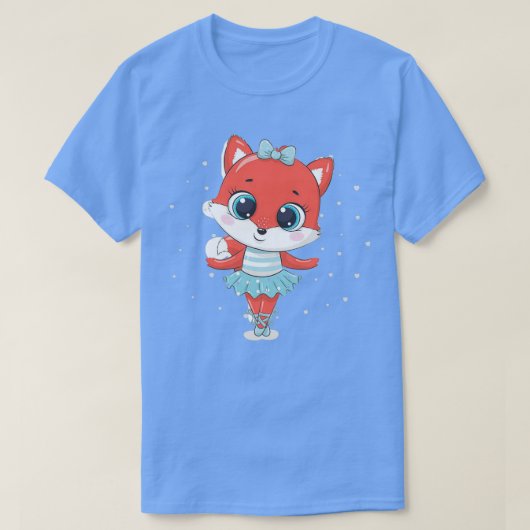 Niedlicher Babyfuchs Ballerina in blauem Rock Funn T-Shirt (Design vorne)