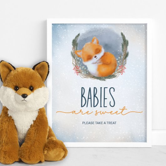 Niedlicher Babyfuchs Schneewinters Babys sind süß Poster