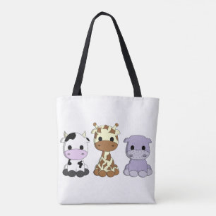 Niedlicher Babykuhgiraffen-Flusspferd-Cartoon Tasche