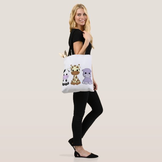 Niedlicher Babykuhgiraffen-Flusspferd-Cartoon Tasche (Am Model)