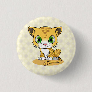 Niedlicher Babyleopard kawaii Cartoon scherzt Button