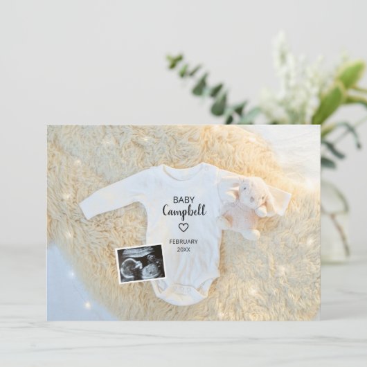 Niedlicher Babyname Ultraschalldiagnostische Foto  Ankündigung (Stehend Vorderseite)
