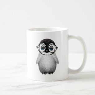 Niedlicher Babypenguin-tragende Augen-Gläser Kaffeetasse