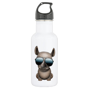 Niedlicher Babyrhino-tragende Sonnenbrillen Edelstahlflasche