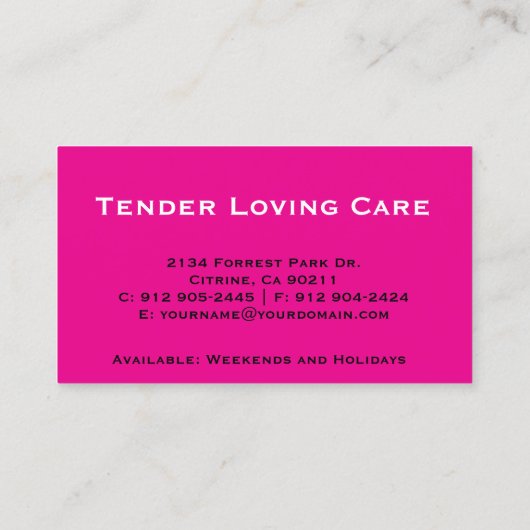 Niedlicher Babysitter-oder Visitenkarte (Rückseite)