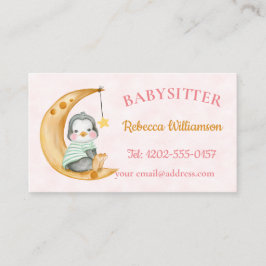 Niedlicher Babysitter Pinguin Moon Pink Visitenkarte