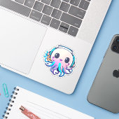 Niedlicher Babytopus Aufkleber (Laptop mit iPhone)
