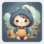 Niedlicher Babytragen Quadratischer Aufkleber (Vorderseite)