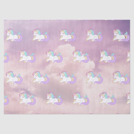 Niedlicher BabyUnicorn bewölkt Seidenpapier (Vorderseite)