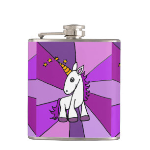 Niedlicher BabyUnicorn mit der lila Mähne Flachmann