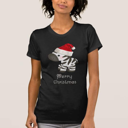 Niedlicher BabyZebra in der Weihnachtsmannmütze T-Shirt (Vorderseite)