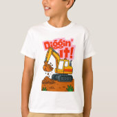 Niedlicher Bagger Kids T - Shirt - "Diggin' It!" (Vorderseite)