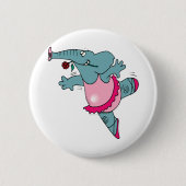 niedlicher Ballerina-Elefant in Tutu Button (Vorderseite)