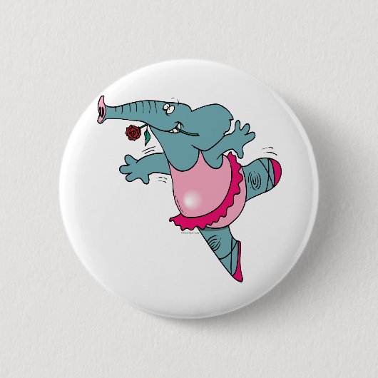 niedlicher Ballerina-Elefant in Tutu Button (Vorderseite)