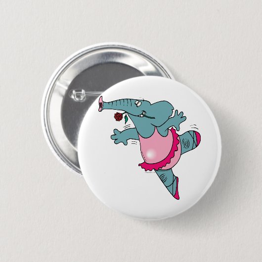 niedlicher Ballerina-Elefant in Tutu Button (Vorne & Hinten)