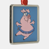 niedlicher Ballerina-Schweine in einem Tutu Silbernes Ornament (Rechts)