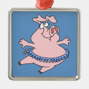niedlicher Ballerina-Schweine in einem Tutu Silbernes Ornament
