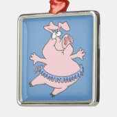 niedlicher Ballerina-Schweine in einem Tutu Silbernes Ornament (Links)