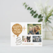 Niedlicher Ballon Drei Fotos Neujahr Postkarte (Stehend Vorderseite)