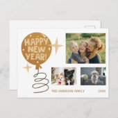 Niedlicher Ballon Drei Fotos Neujahr Postkarte (Vorne/Hinten)