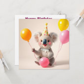 Niedlicher Ballon Geburtstag koala Karte (Vorderseite/Rückseite Beispiel)
