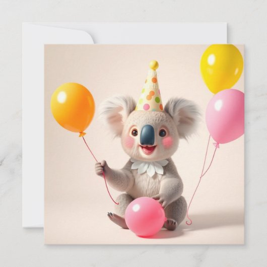 Niedlicher Ballon Geburtstag koala Karte (Vorderseite)