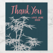 Niedlicher Bambus modern Dankeschön Geschenk Weinetikett (Einzelnes Label)