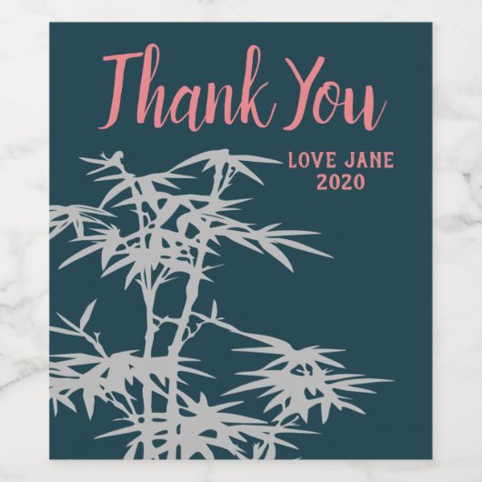 Niedlicher Bambus modern Dankeschön Geschenk Weinetikett (Einzelnes Label)