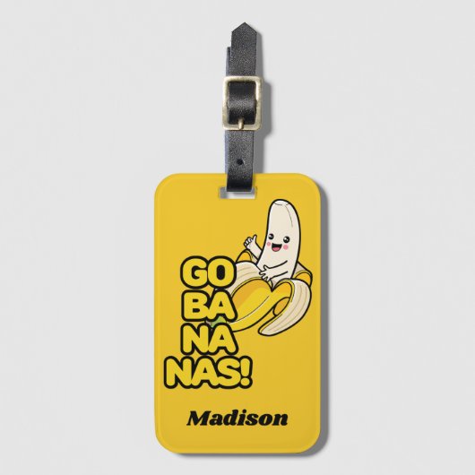 Niedlicher Banana-individuelle Name Gepäckanhänger (Vorderseite Vertikal)