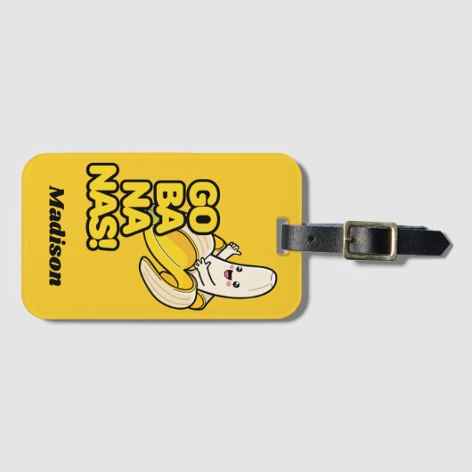 Niedlicher Banana-individuelle Name Gepäckanhänger (Vorderseite (Horizontal))
