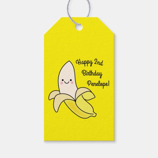 Niedlicher Banana-Kindergeburtstag Geschenkanhänger (Vorderseite)