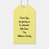 Niedlicher Banana-Kindergeburtstag Geschenkanhänger (Rückseite)