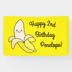 Niedlicher Bananen-Kindergeburtstag Kawaii Banner