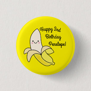 Niedlicher Bananen-Kindergeburtstag Kawaii Button
