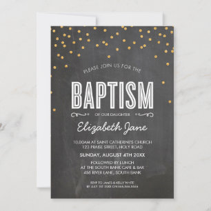 NIEDLICHER BAPTISM Glitzer Konfetti auf Kalkboard Einladung