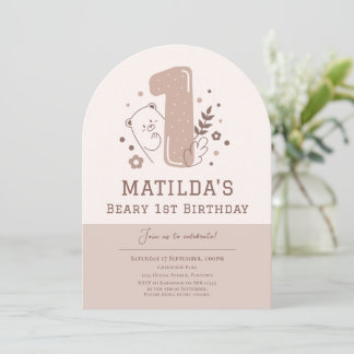 Niedlicher Bär 1. Geburtstag Einladung