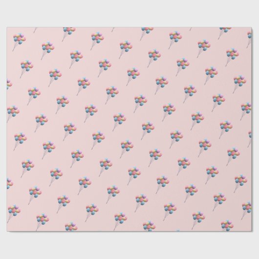 Niedlicher Bär & Balloons Girl Geschenkpapier (Flach)